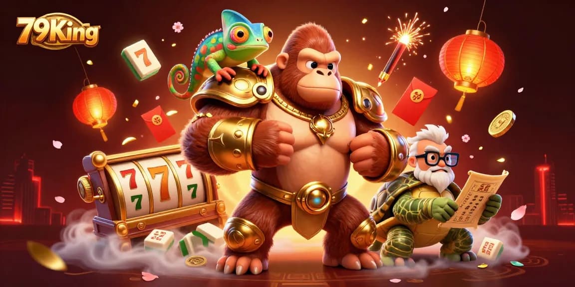 Play exciting games at 79King with powerful casino characters in a vibrant 3D scene.