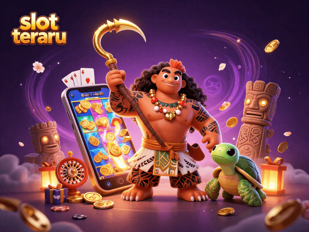 Play thrilling slot terbaru with engaging visuals and vibrant characters in a vibrant casino scene.