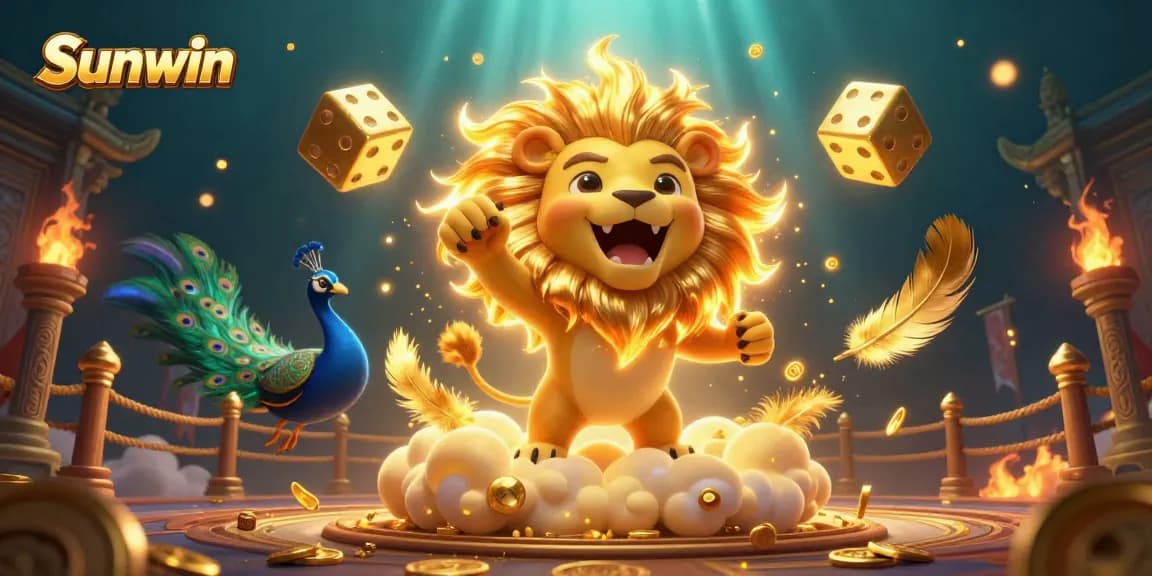 Experience thrilling gameplay at Sunwin with a vibrant 3D illustration showcasing fun elements and characters.