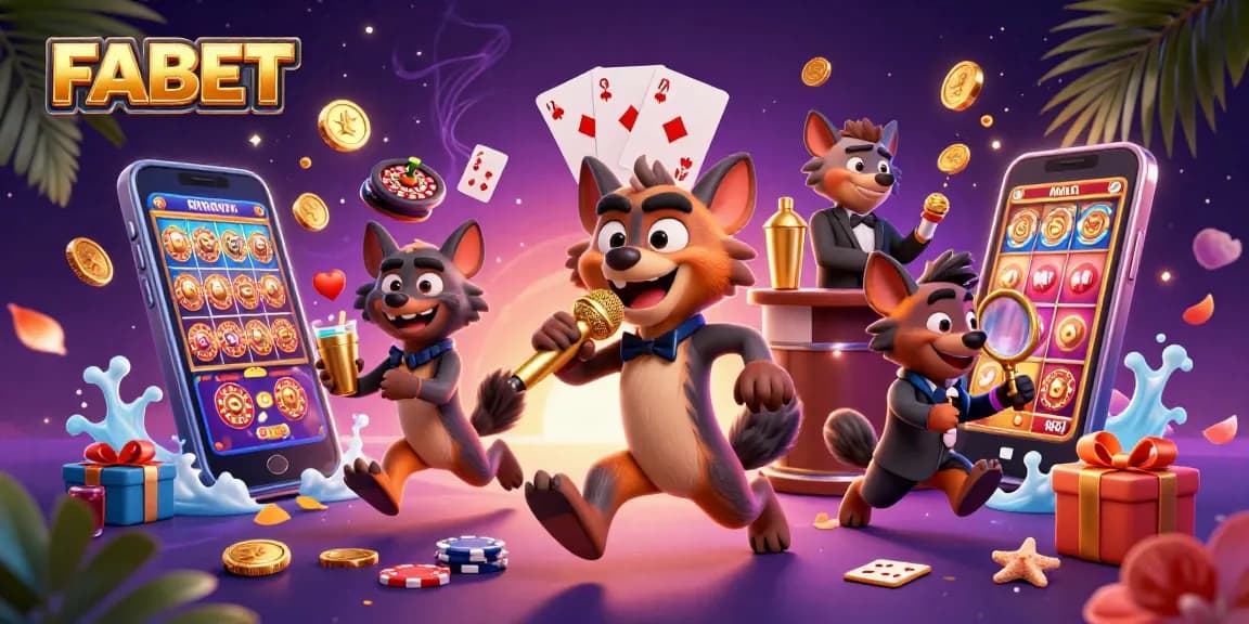 FABET showcases hyenas in a vibrant comedy casino scene, bringing laughter and excitement to players.