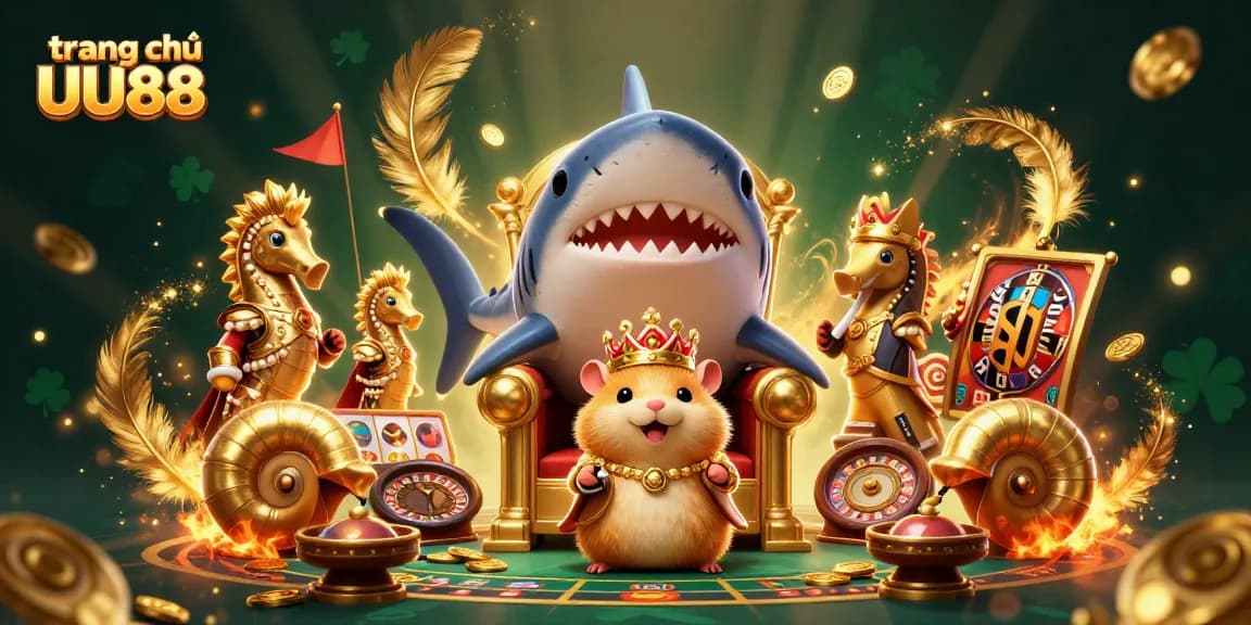 Engage with the exciting world of trang chủ UU88 featuring a golden hamster king and dynamic casino elements.