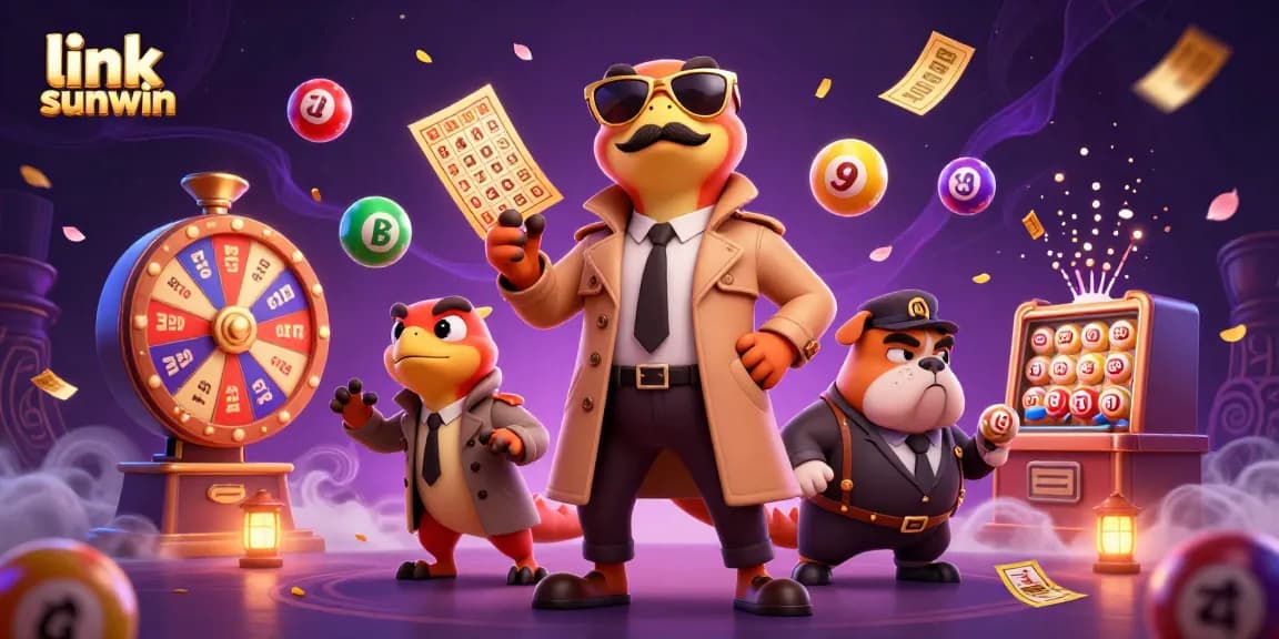 Engage with the thrilling experience of link sunwin in a vibrant casino illustration filled with colorful elements.