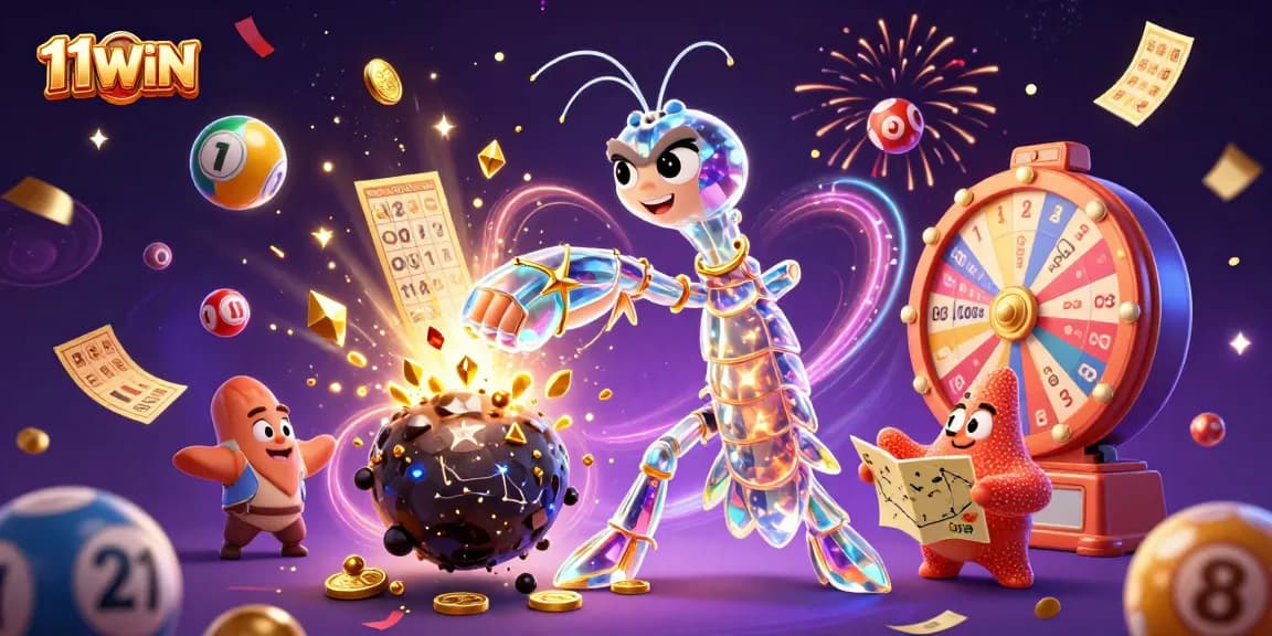 Experience thrilling bets with 11WIN while a galactic mantis shrimp bursts asteroids for treasures.