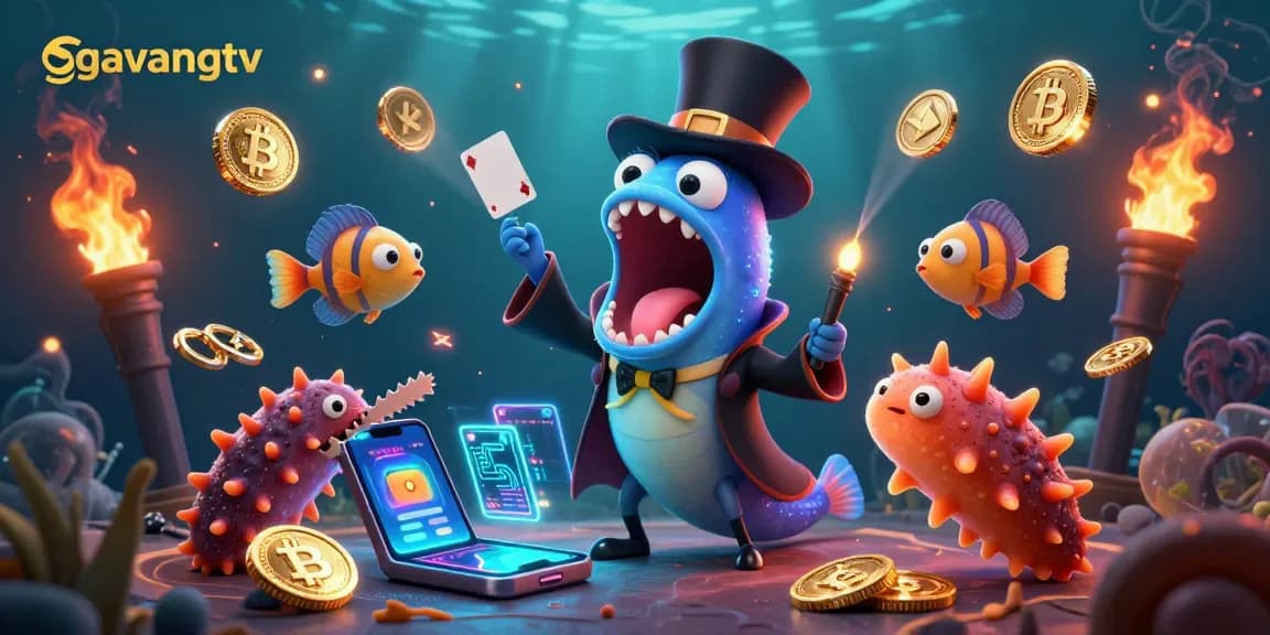 Engage with captivating card tricks at gavangtv featuring magical sea creatures in a vibrant underwater casino.