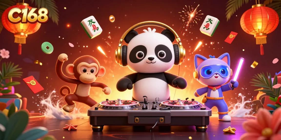 C168 showcases an electrifying online casino experience with vibrant characters and exciting game elements.