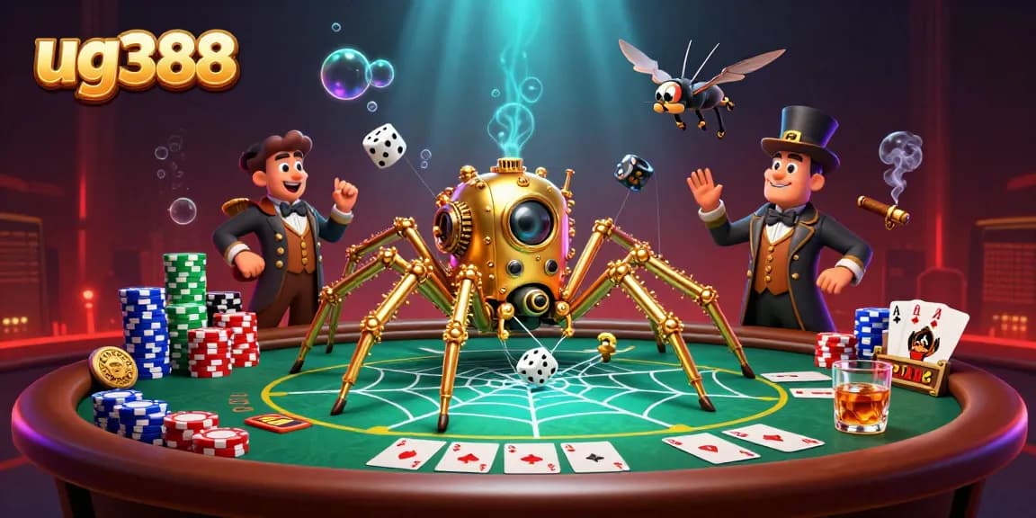 Engage in thrilling gaming at ug388 with vibrant scenes of poker and steampunk elements.
