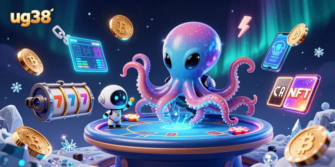 Engage with ug38 as a cosmic poker showdown unfolds in a vibrant digital casino.