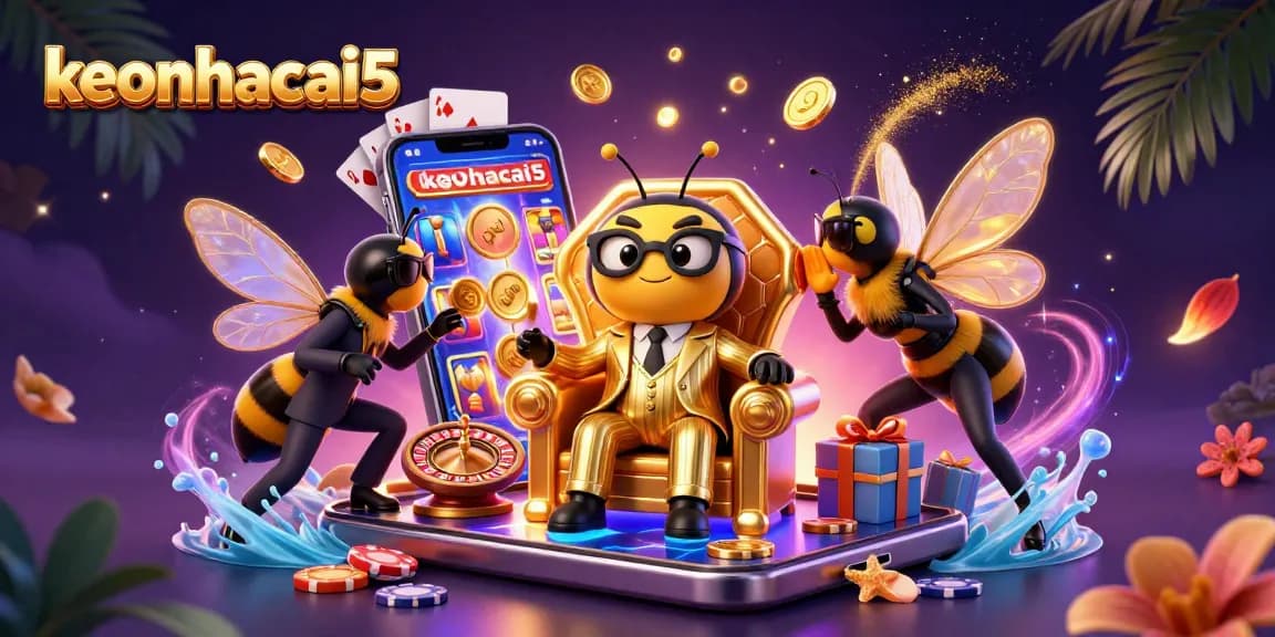 Engage with thrilling outcomes at keonhacai5, showcasing vibrant slot games and a dynamic casino scene.