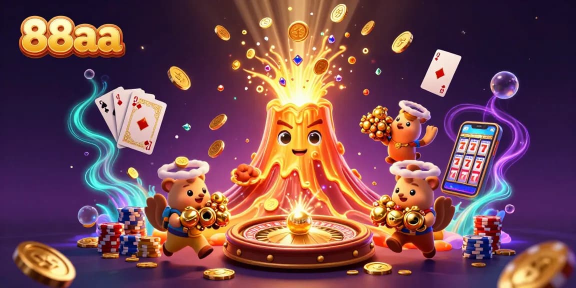 Engage with 88aa's thrilling 3D casino scene with dynamic game elements and vibrant characters.