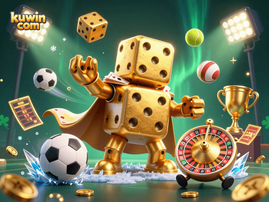 Engage in exciting gameplay with kuwin com in this vibrant casino-themed illustration featuring dynamic elements and characters.