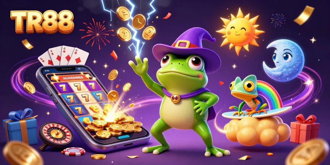 Experience the magic of TR88 with a vibrant illustration of a casino adventure scene.