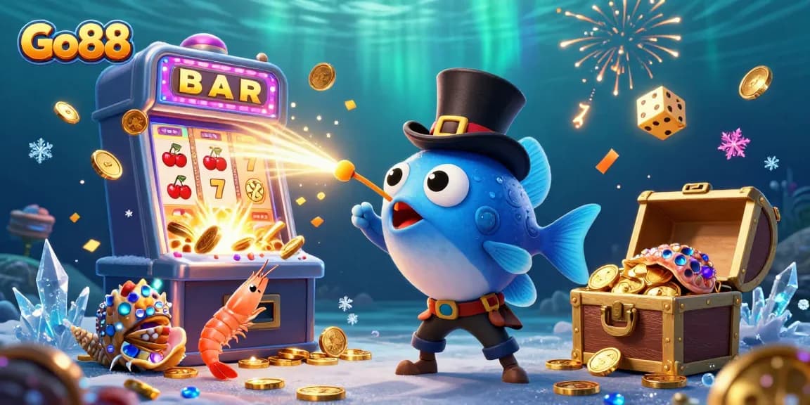 Win big with Go88 at an underwater casino adventure featuring colorful characters and exciting game elements.