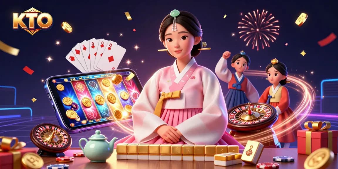 Engage in winning strategies with KTO at an elegant casino scene featuring games and celebrations.