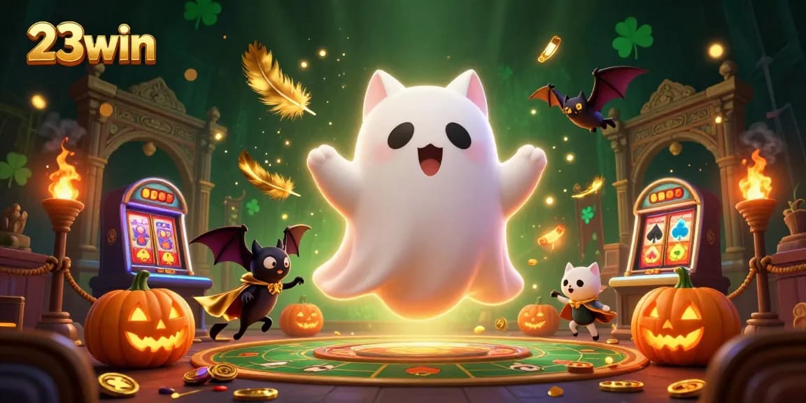 Experience thrilling gameplay at 23win with vibrant characters in a haunted casino setting.