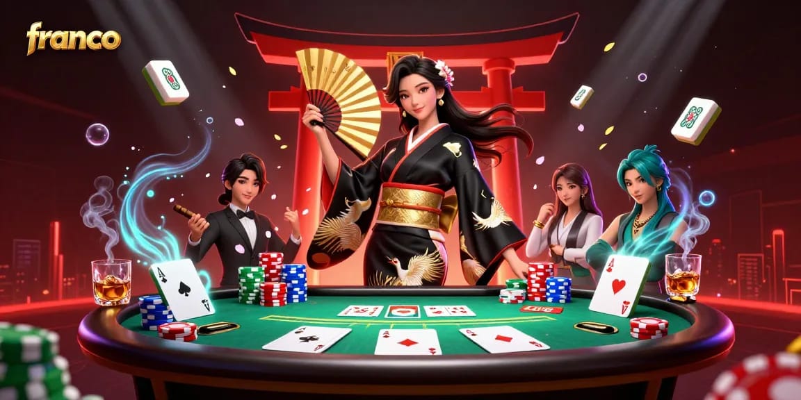 franco players enjoy high-stakes poker surrounded by vibrant casino elements