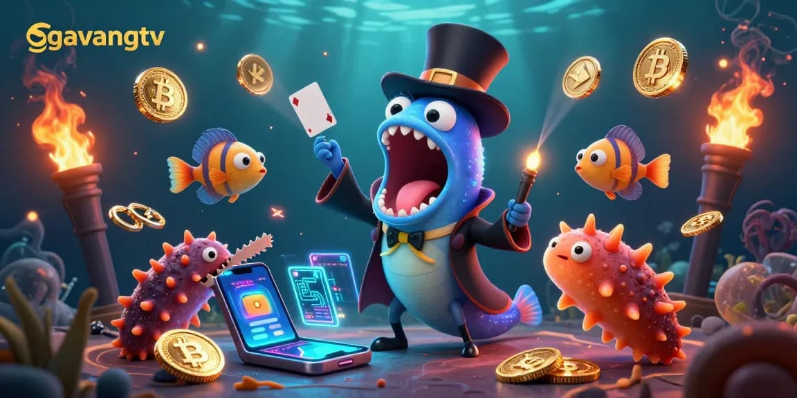 Engage with captivating card tricks at gavangtv featuring magical sea creatures in a vibrant underwater casino.