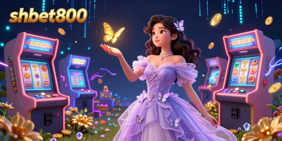 Experience the vibrant gameplay action at shbet800 with colorful slots and golden butterflies.