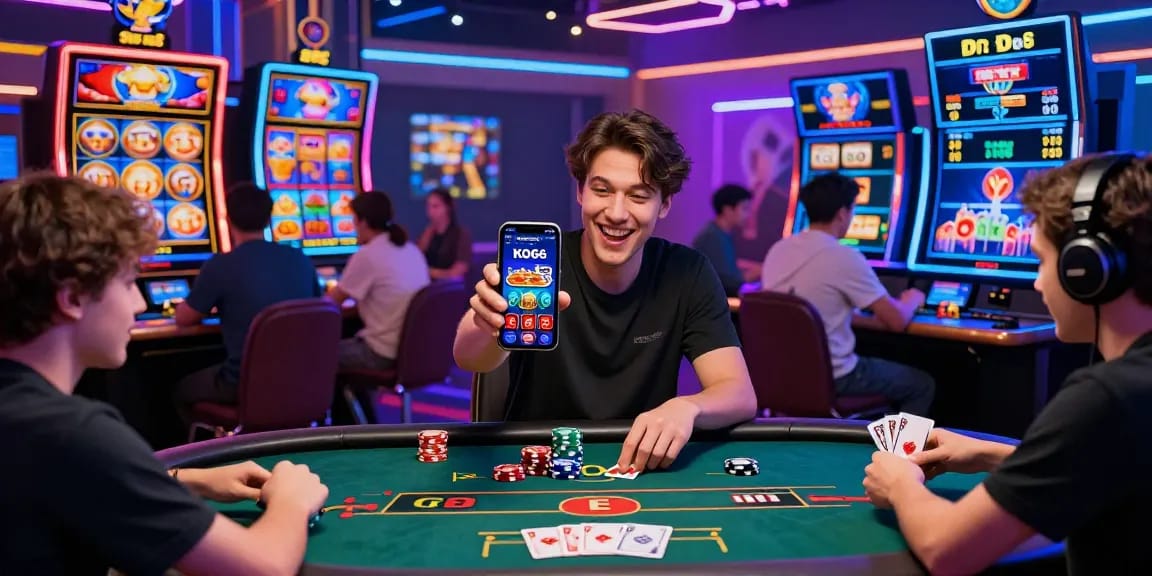 KO66 online gaming app interface with vibrant casino elements, engaging players in a dynamic environment.
