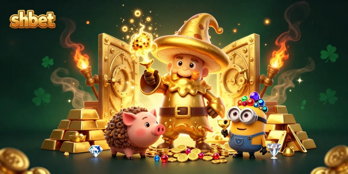 Experience shbet's exciting world of gaming with the golden wizard, treasure, and enchanted gems.