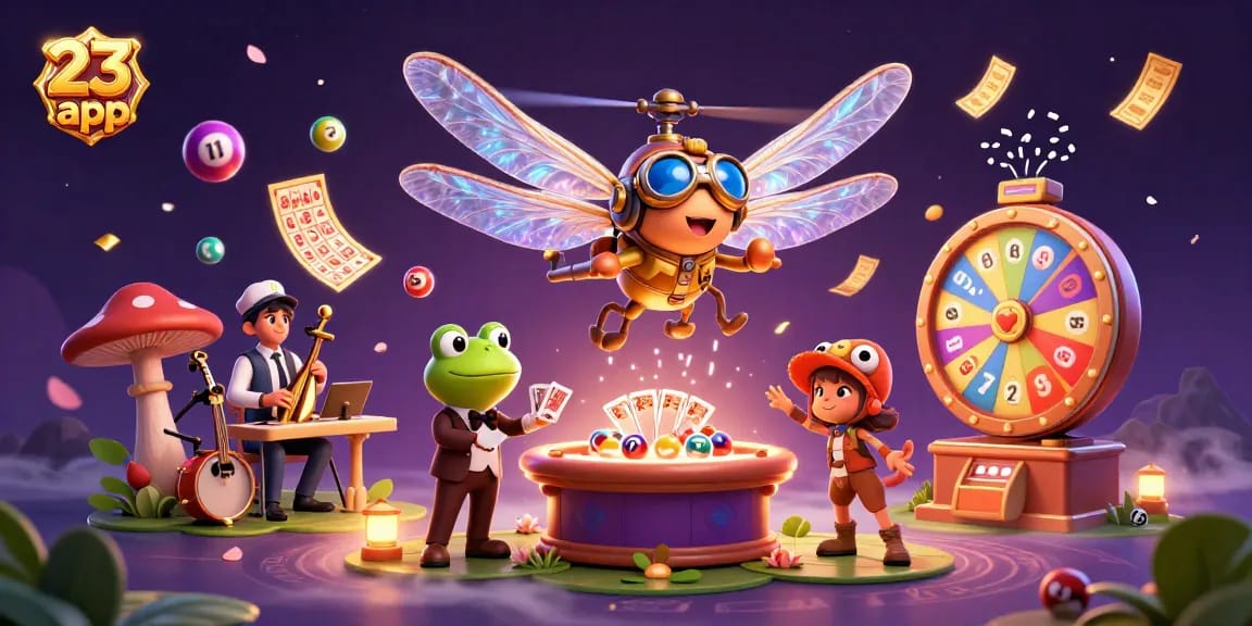 Play exciting games with the 23win app featuring vibrant casino characters and dynamic actions.