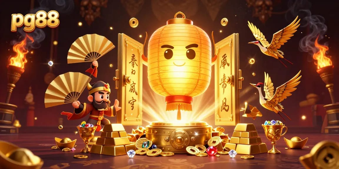Experience the excitement of pg88 casino with vibrant treasures and glowing lanterns.