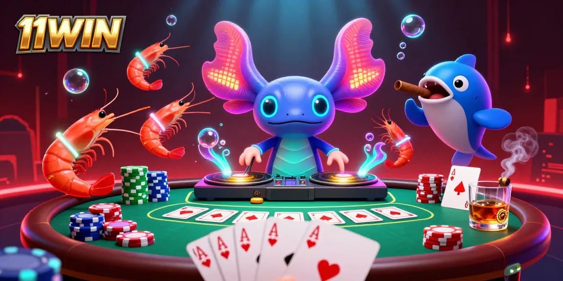 Enjoy dynamic poker scenes at 11WIN with vibrant characters and casino excitement.