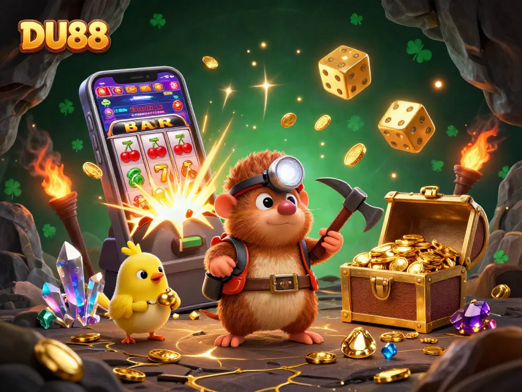Experience thrilling online gaming with DU88 in a vibrant 3D casino environment filled with excitement.