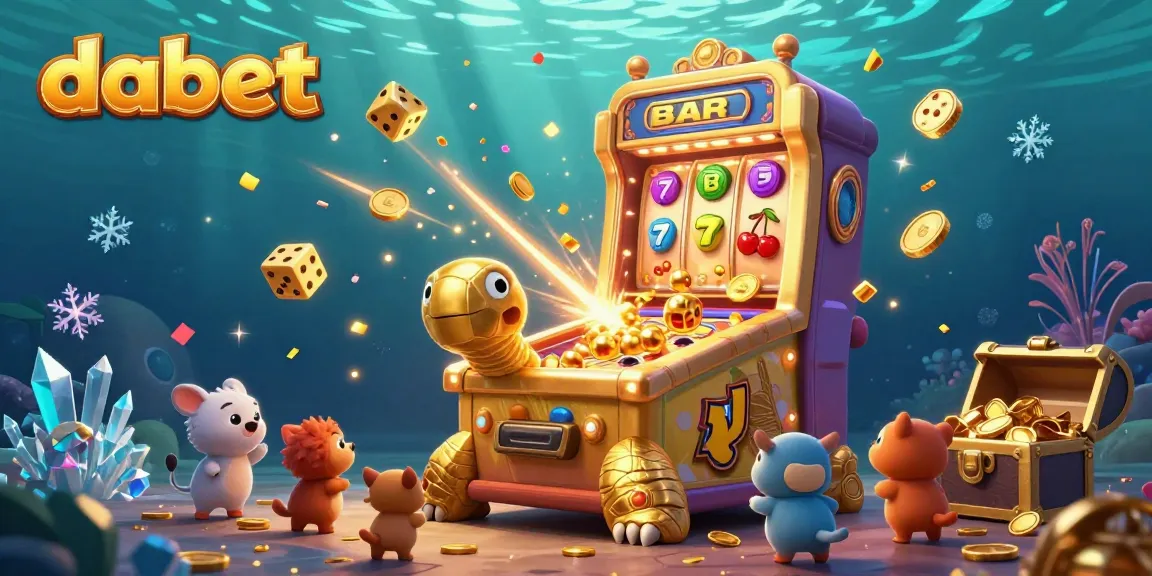 dabet players enjoy a vivid casino experience surrounded by whimsical characters and dynamic slot machine action.