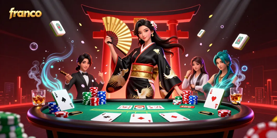franco players enjoy high-stakes poker surrounded by vibrant casino elements
