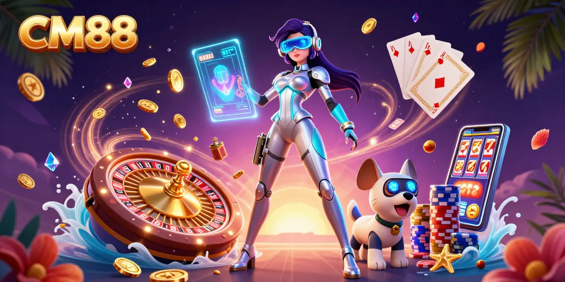 Spin and win at CM88 Casino with vibrant imagery showcasing exciting gaming elements.