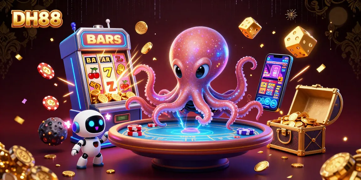Join the excitement at DH88 with a vibrant alien-themed casino scene featuring poker games.