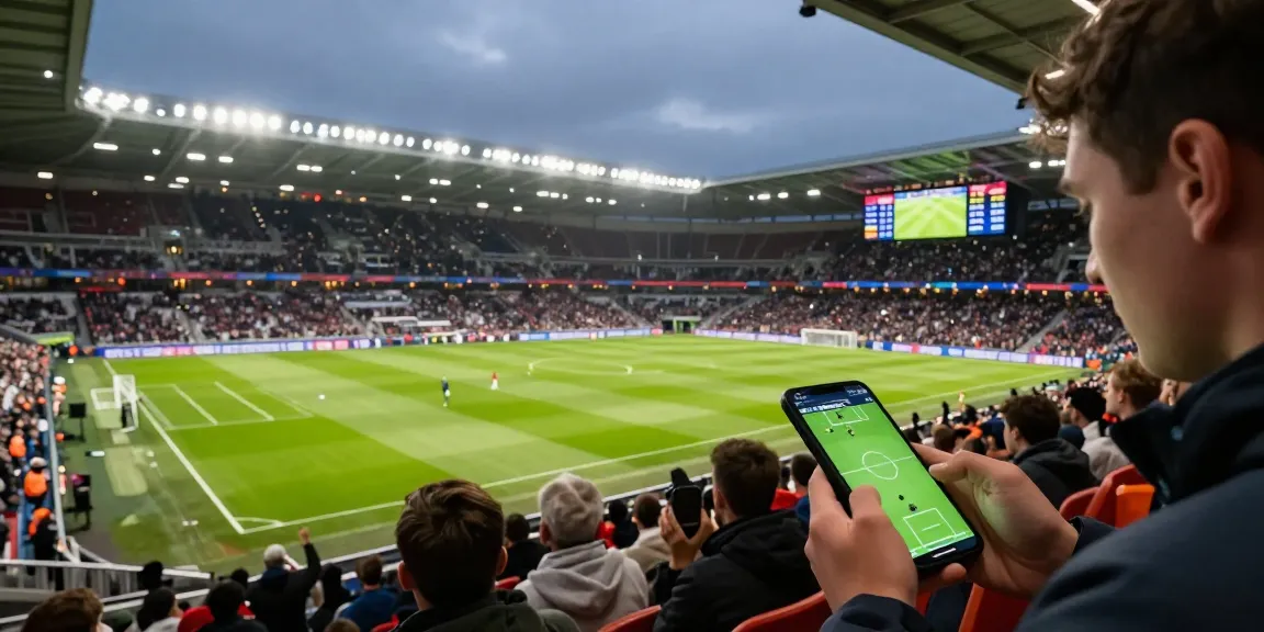 Dynamic sports betting scene at stadium with bj88-vnd, featuring live match predictions and betting odds.