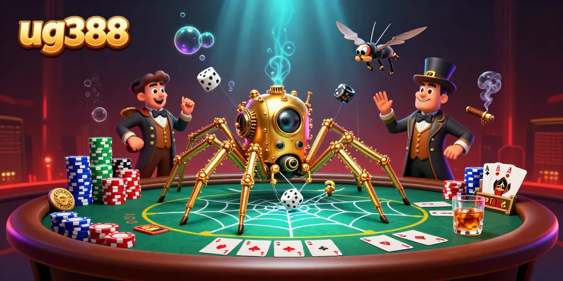Engage in thrilling gaming at ug388 with vibrant scenes of poker and steampunk elements.