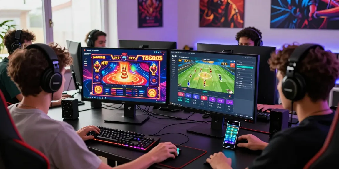 Players enjoying the BL555 gaming platform with vibrant displays and lively atmosphere
