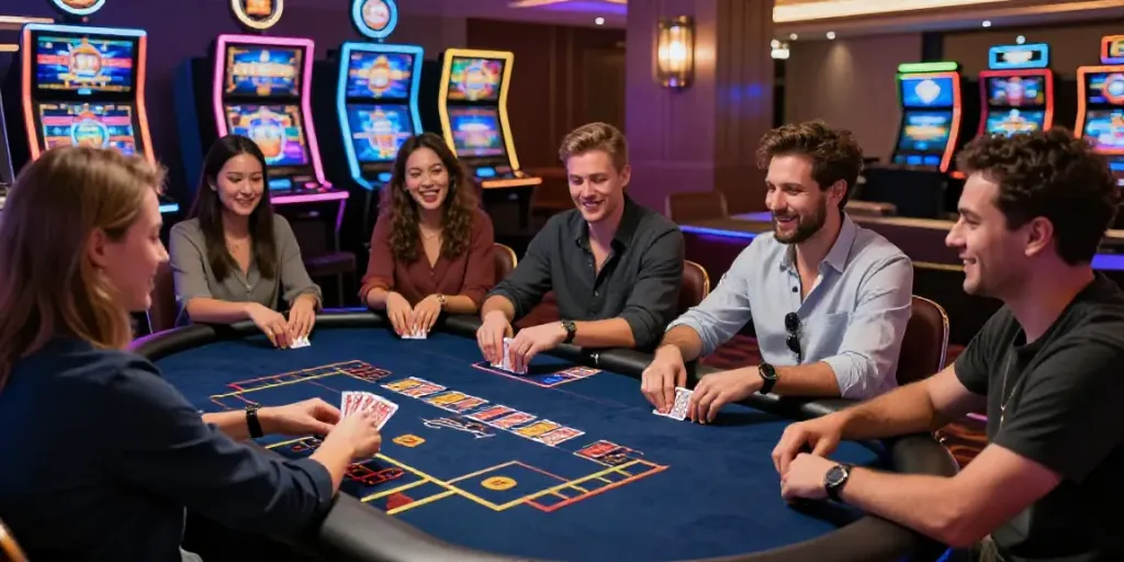 Experience the excitement of DewaLive's immersive online casino at https://dewaliveyolo.com, showcasing diverse players engaged in thrilling games.