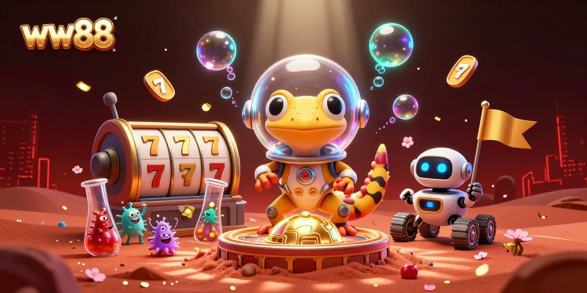 Experience excitement with ww88 at a vibrant alien casino filled with lucky symbols and cheerful elements.