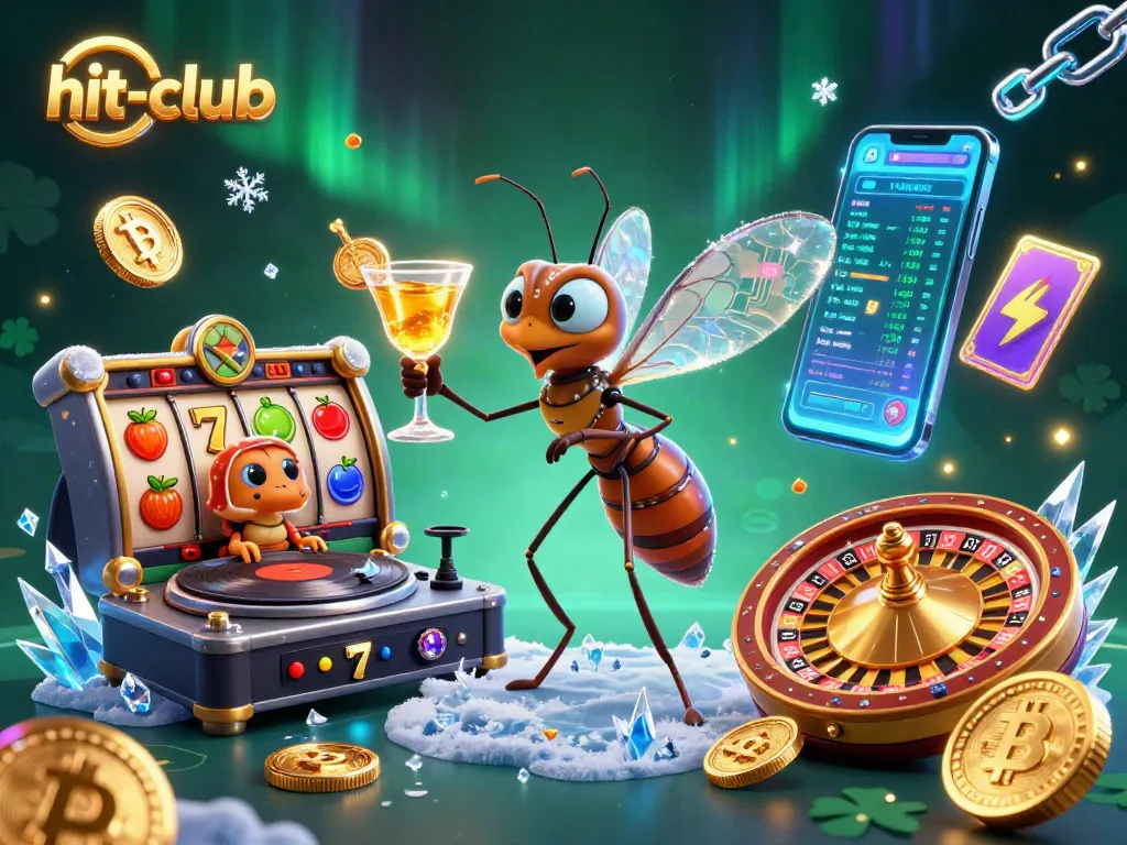 Hit-club players celebrate their casino victories with vibrant slot games and cryptocurrency rewards.