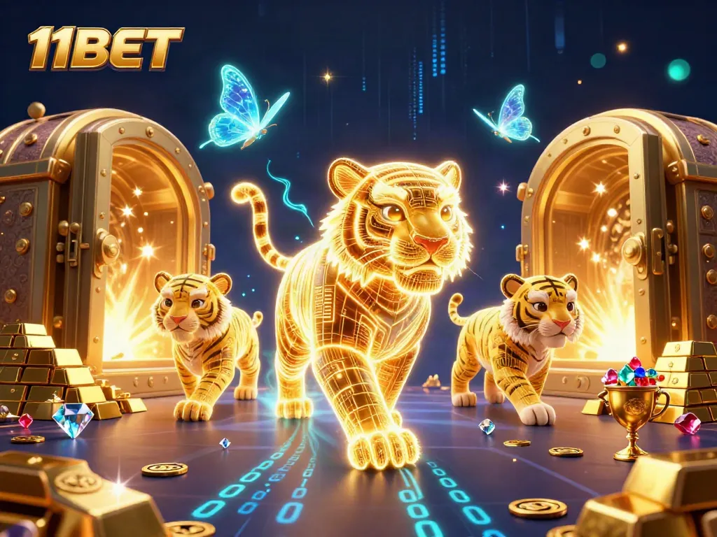 Experience exhilarating wins at 11BET with a vibrant digital casino scene showcasing luxurious treasures.