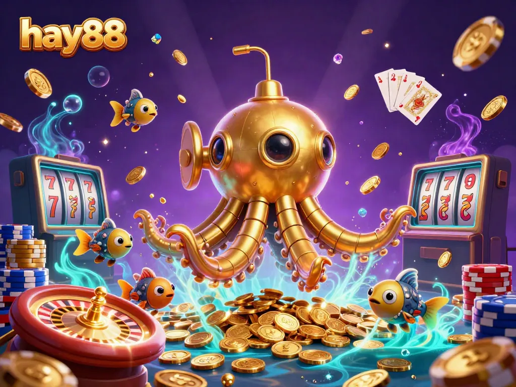 Experience the thrill of hay88 gaming with a vibrant casino-themed 3D illustration.