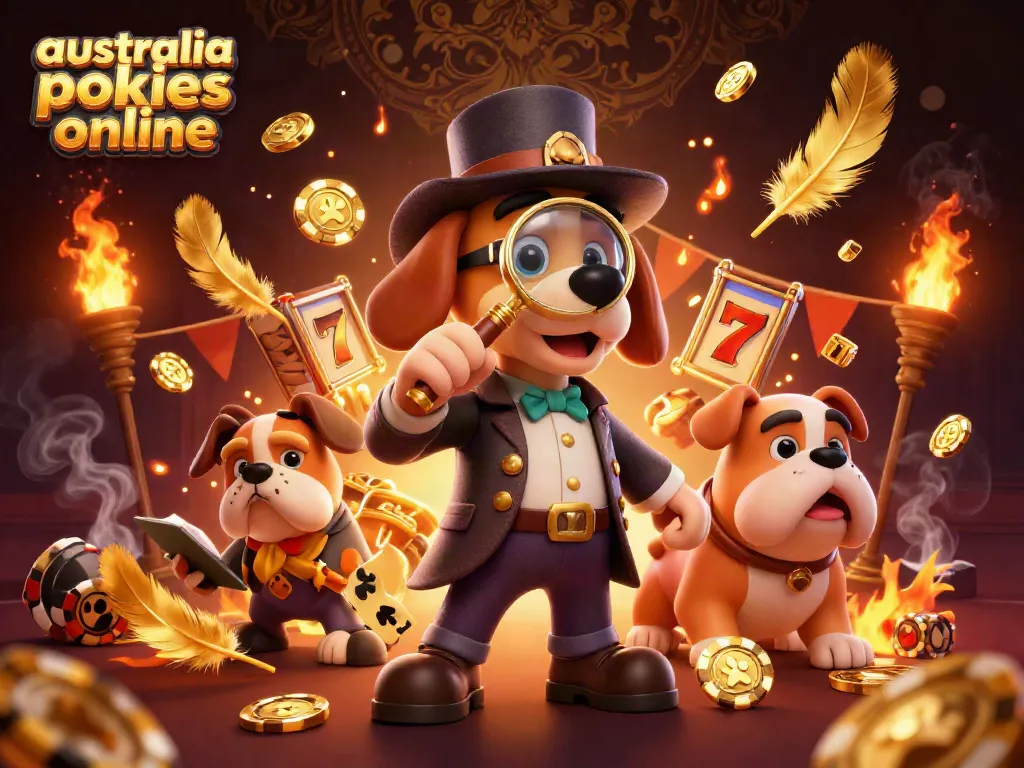 Examine slot reels and golden chips while enjoying australia pokies online with our charming characters.