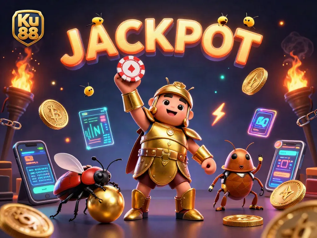 Engage in exciting gameplay with Ku 88's vibrant 3D cartoon casino scene filled with dynamic elements.