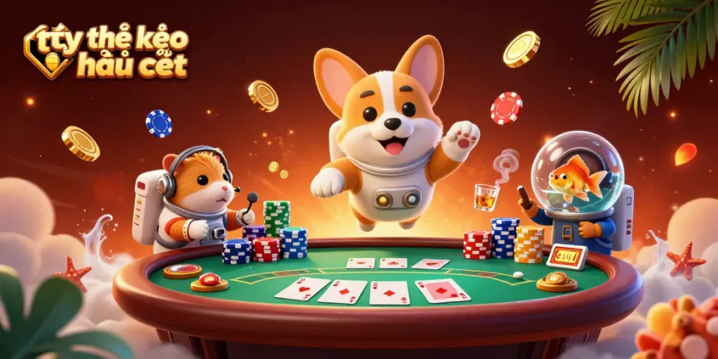 Bet smart with tỷ lệ kèo nhà cái while enjoying a lively casino atmosphere illustrated in 3D.