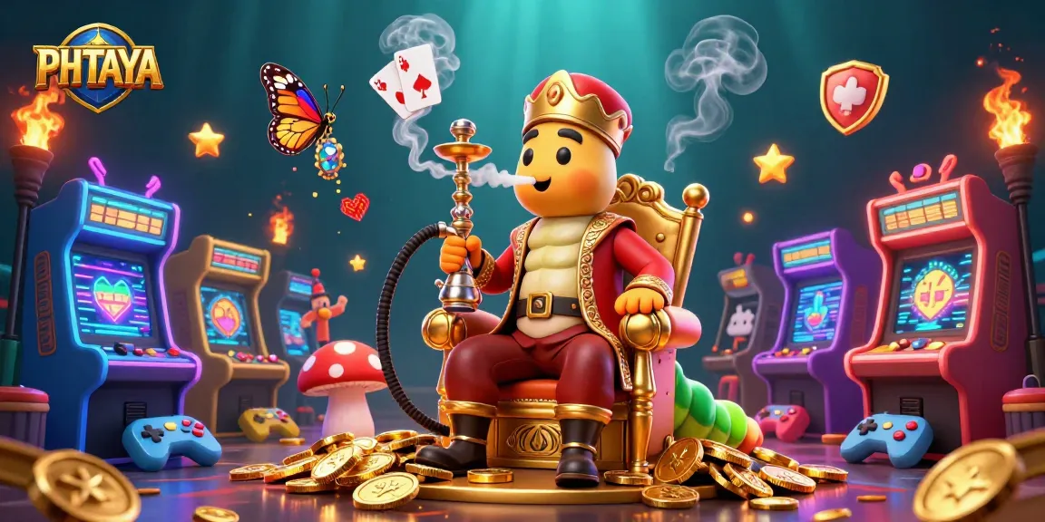 PHTAYA's vibrant 3D gambling scene with a caterpillar hookah-master and dynamic gaming elements