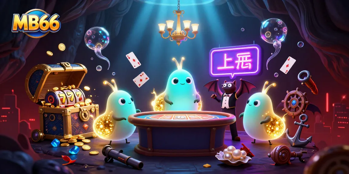 Experience thrilling gameplay with MB66 in a vibrant cave casino illuminated by glowworms.