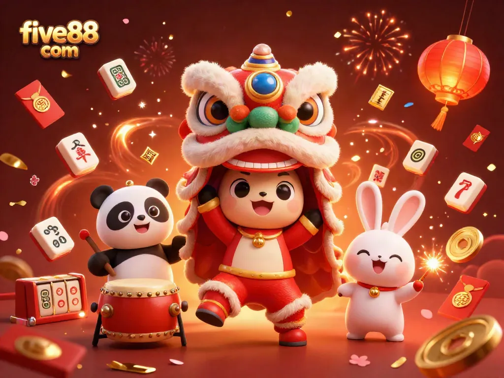 Experience the vibrant excitement of five88 com with animated characters celebrating the festive spirit of casino games.