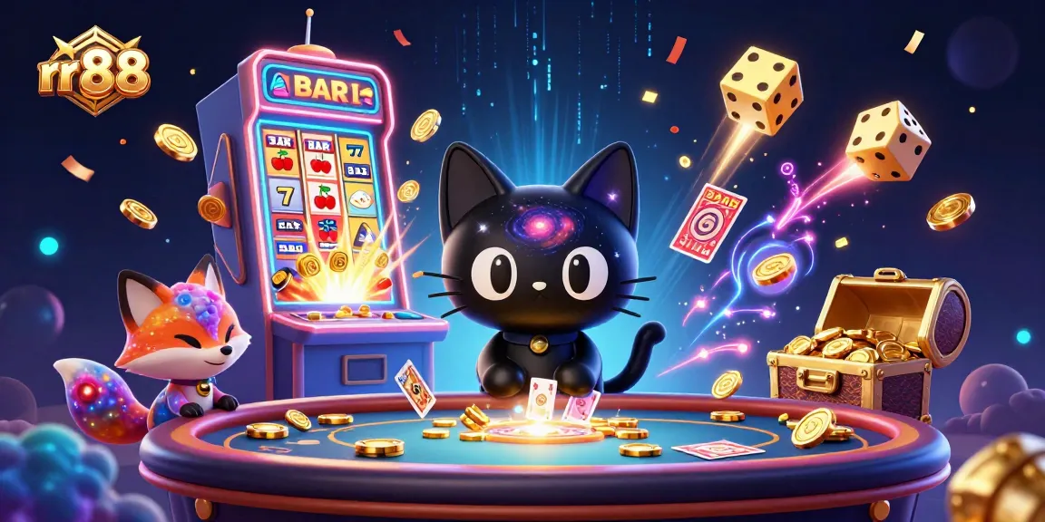 Experience the thrilling world of rr 88 with a captivating 3D casino scene featuring dynamic characters and games.