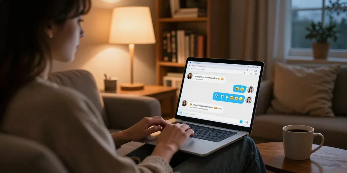 Engaging cozy scene of NSFW AI chat on a laptop amidst warm home atmosphere.