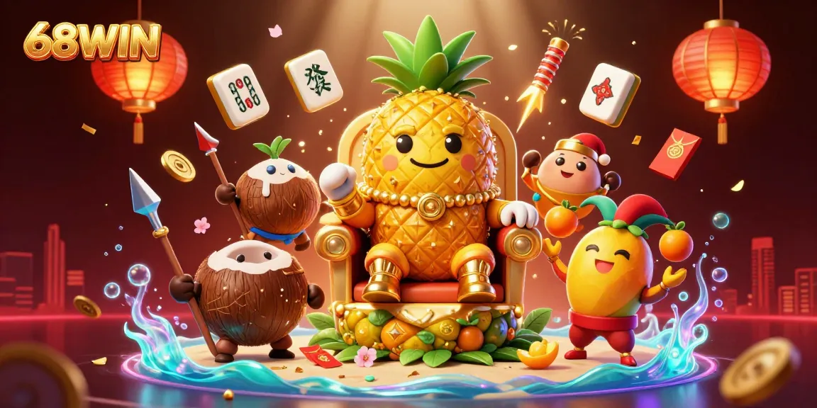 Experience thrilling gameplay at 68WIN, featuring a vibrant casino setting with energetic characters and interactive elements.