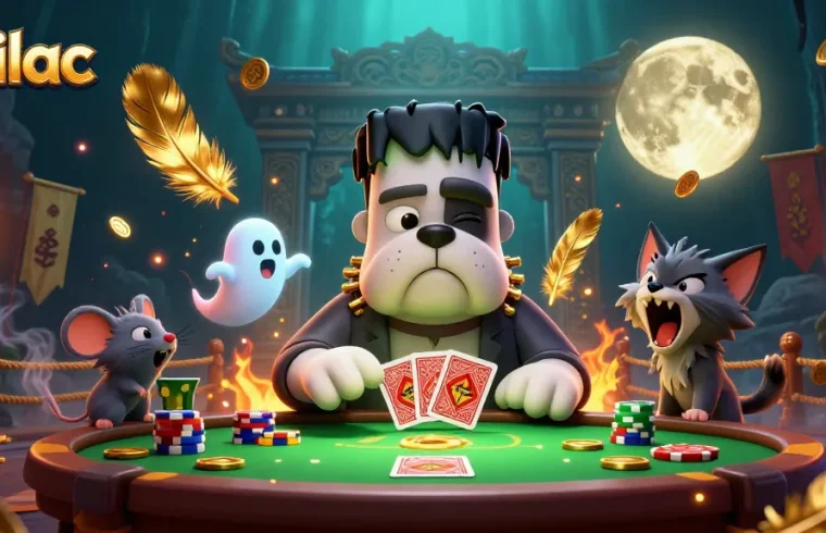 Join the gambling action on xoilac with a vibrant 3D casino illustration featuring engaging characters.