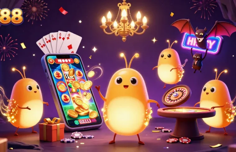 Win big at SV88's vibrant cave casino, illuminated by glowing teams of glowworms and a bat dealer.